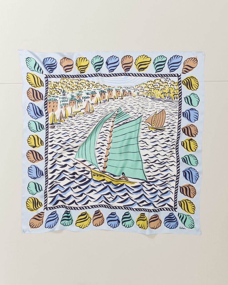 Sail Away Silk Square Scarf - Chambray