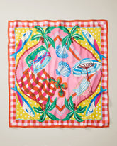 Beach Picnic Silk Square Scarf - Beach Pink