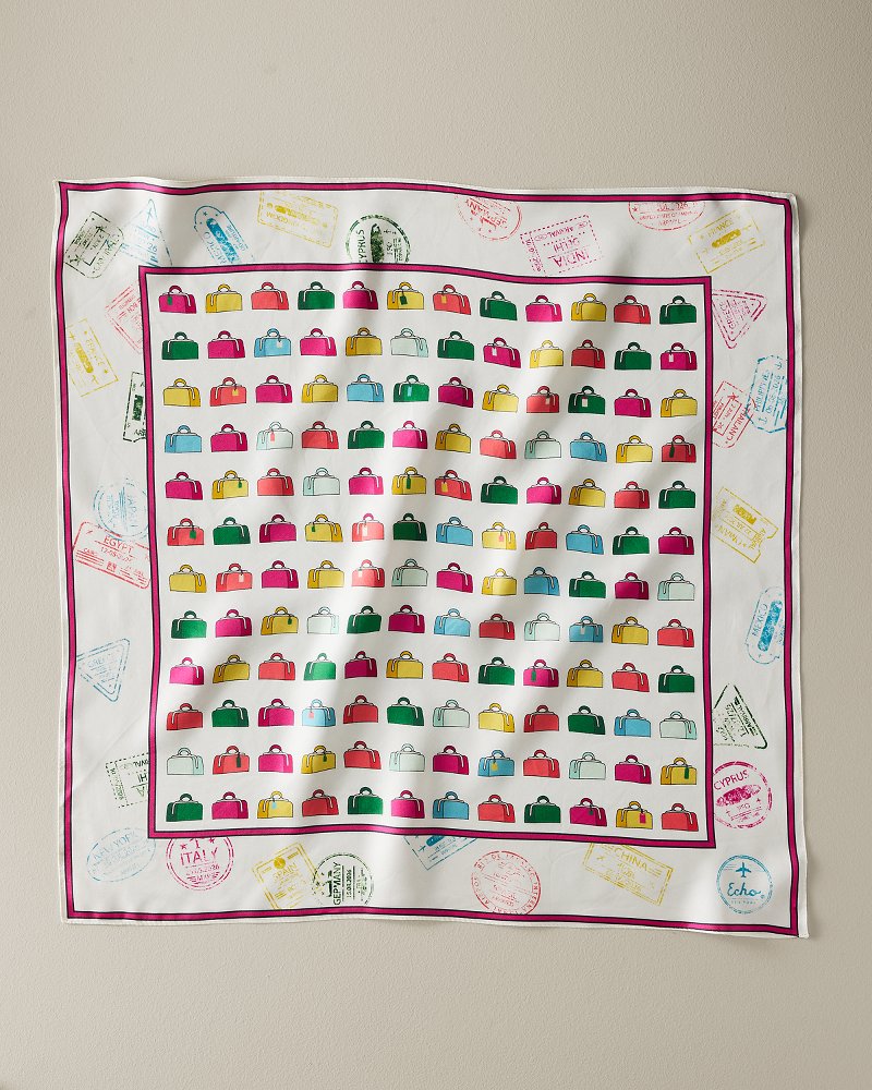 Vintage Luggage Silk Square Scarf - Multicolor