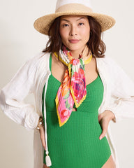 Classic Rose Pleated Diamond Scarf - Multicolor