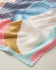 Painterly Pleated Bandana Scarf - Pebble