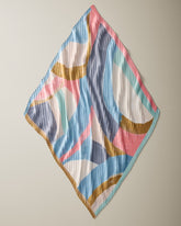Painterly Pleated Bandana Scarf - Pebble