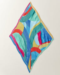 Painterly Pleated Bandana Scarf - Multicolor