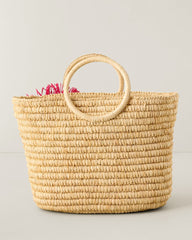 Floral Raffia Bag - Natural/Cupid