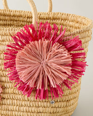 Floral Raffia Bag - Natural/Cupid