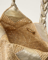 Foggia Lux Crochet Raffia Tote - Natural/Silver