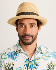 Villa Raffia Packable Fedora Hat - Natural