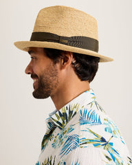 Villa Raffia Packable Fedora Hat - Natural
