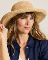 Maria Upturn Raffia Packable Hat - Natural