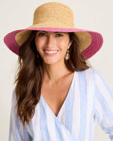 Lucia Crochet Raffia Packable Sun Hat - Nat/Lilac