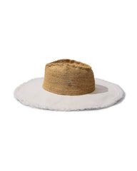 Melissa Lux Fringe Raffia Hat - Natural/White/Silver