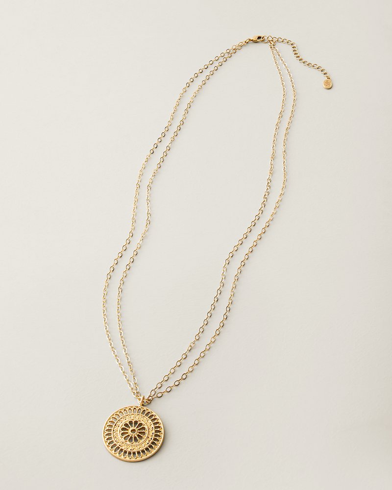 Pacifica Palm Openwork Pendant Necklace - Gold