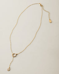 Celestial Sea Gold-Tone Hammered Lariat Necklace - Gold