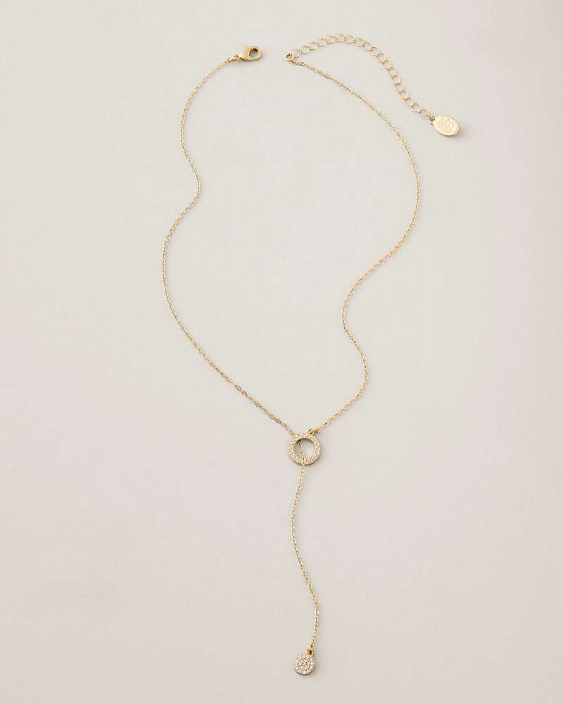 Flora Palms Hammered Lariat Necklace - Gold