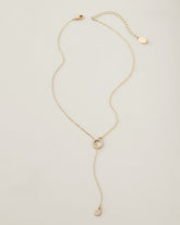 Flora Palms Hammered Lariat Necklace - Gold