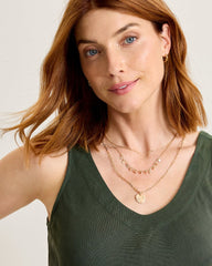 Celestial Sea Hammered Disc Layered Necklace - Gold