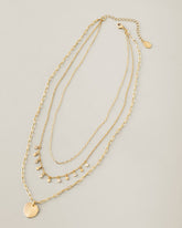 Celestial Sea Hammered Disc Layered Necklace - Gold