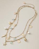 Coastal Fronds Shaky Charm Layered Necklace - Gold
