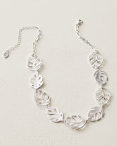 Harbor Glow Monstera Statement Necklace - Silver