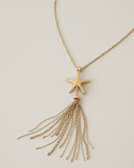 Harbor Glow Starfish Tassel Long Necklace - Gold