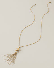 Harbor Glow Starfish Tassel Long Necklace - Gold