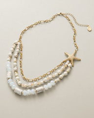 Sunset Tides Bead Starfish Layered Necklace - Gold