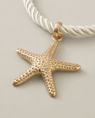 Sunset Tides Starfish Pendant Rope Necklace - Gold