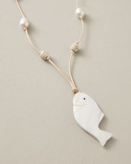Sunset Tides Mother of Pearl Fish Pendant Necklace - Gold