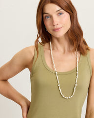 Harbor Glow Howlite Beaded Long Necklace - Gold