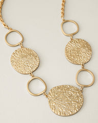 Marina Sol Textured Disc Statement Necklace - Gold
