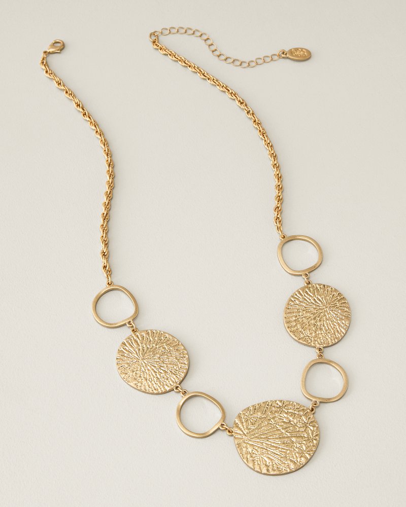 Marina Sol Textured Disc Statement Necklace - Gold