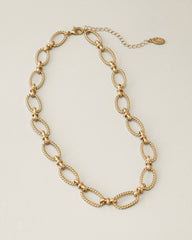 Marina Sol Oval Chain Link Short Necklace - Gold