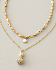 Terra Laguna Pineapple Layered Pendant Necklace - Gold