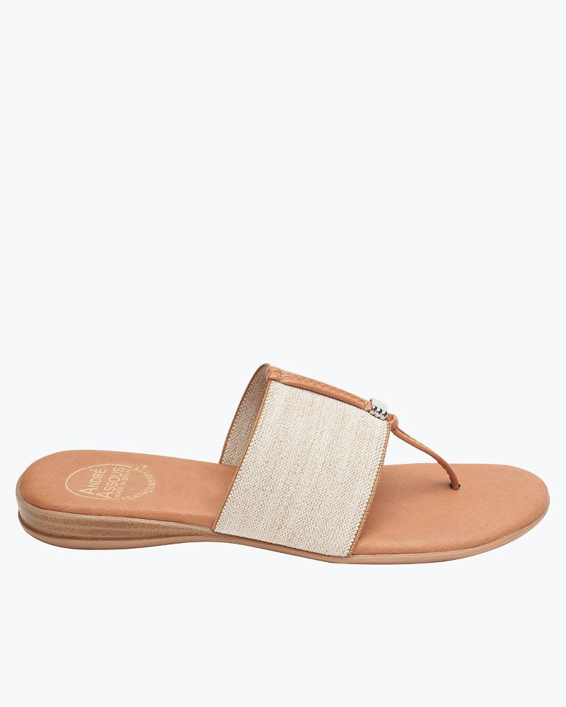 André Assous Nice Stretch-Linen Featherweights Sandals - Beige