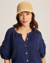 Riley Raffia Packable Cap - Natural