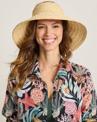 Roll-Up Raffia Packable Visor - Natural