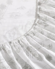 Vintage Map 4-Piece Queen Sheet Set - Grey