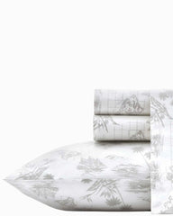 Vintage Map 4-Piece Queen Sheet Set - Grey