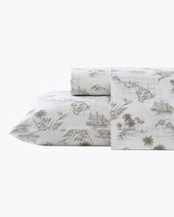 Vintage Map 4-Piece Queen Sheet Set - Brown