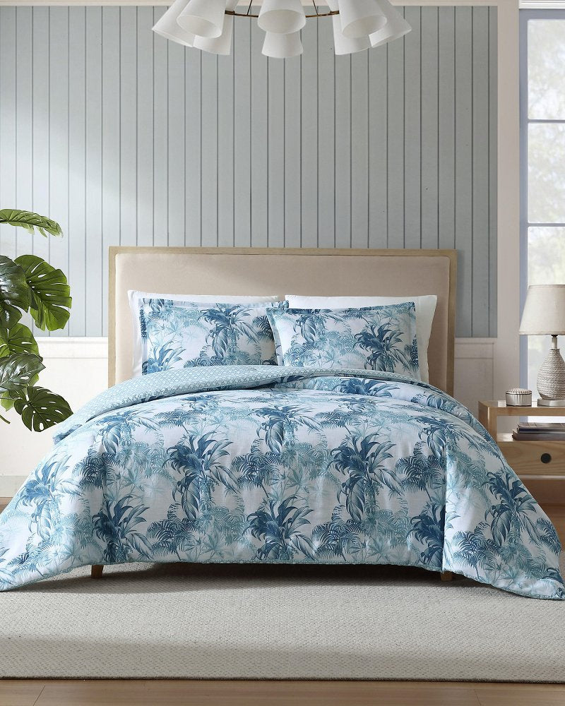 Legacy Palms Reversible 3-Piece Full/Queen Comforter Set - Bristol Blue