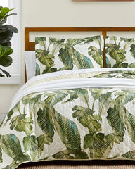 Fiesta Palms Reversible 3-Piece King Quilt Set - Green