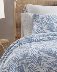 Palmday Reversible 2-Piece Twin Quilt Set - Blue Canal