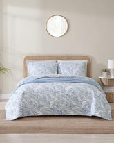 Palmday Reversible 3-Piece Full/Queen Quilt Set - Blue Canal