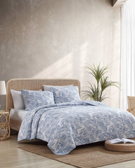 Palmday Reversible 3-Piece King Quilt Set - Blue Canal