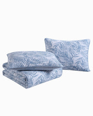 Palmday Reversible 3-Piece King Quilt Set - Blue Canal
