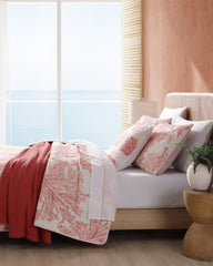 Coral Garden Reversible 2-Piece Twin Quilt Set - Orange