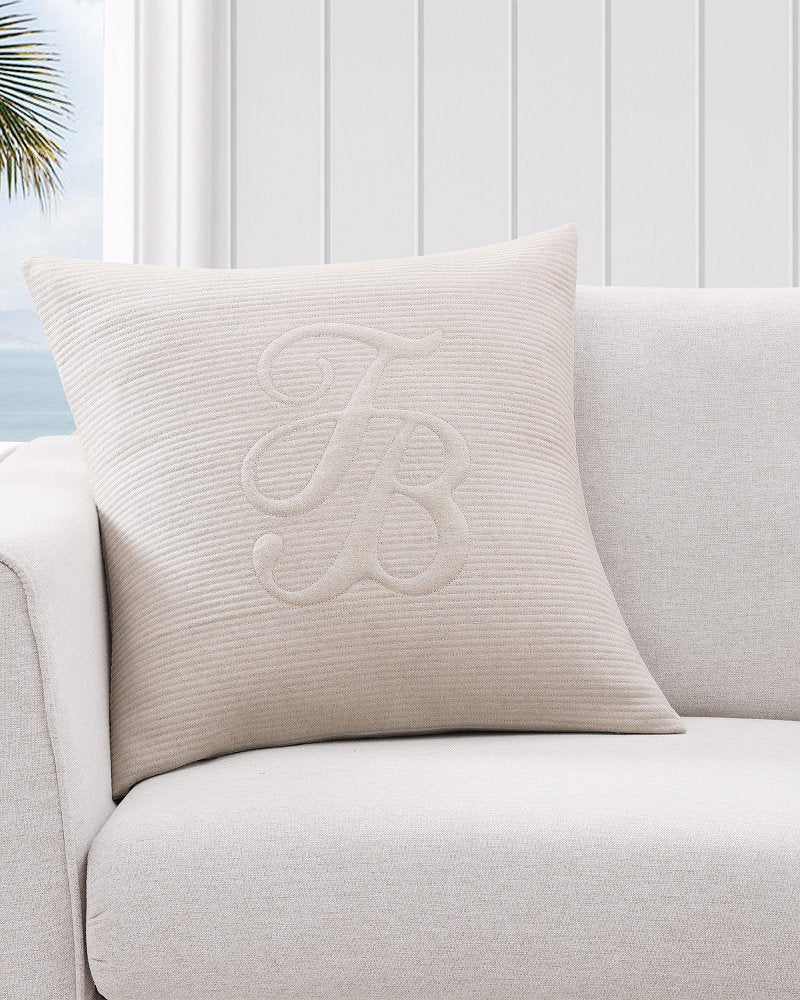 Island Estate Quilted Linen Decorative Pillow - Natural/Beige