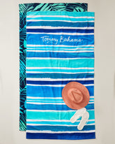 Ombré Fronds & Retro Stripe Beach Towels — Set of 2 - Multicolor