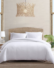 Basketweave 3-Piece Queen Duvet Cover Set - White