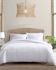 Basketweave 3-Piece King Duvet Cover Set - White